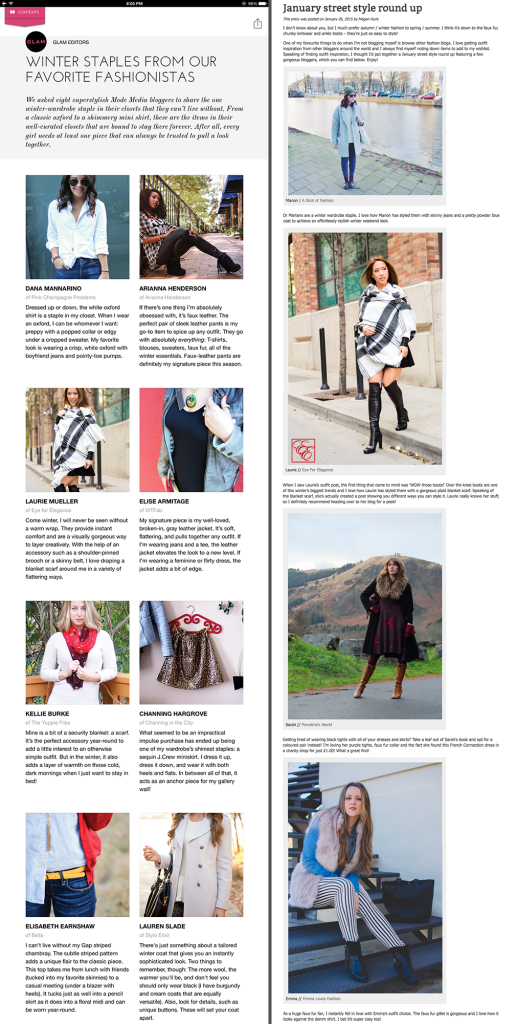 EyeForElegance Winter Wrap Styling Post Featured in Glam Style app and China Blue Shoes Street Style Round Up