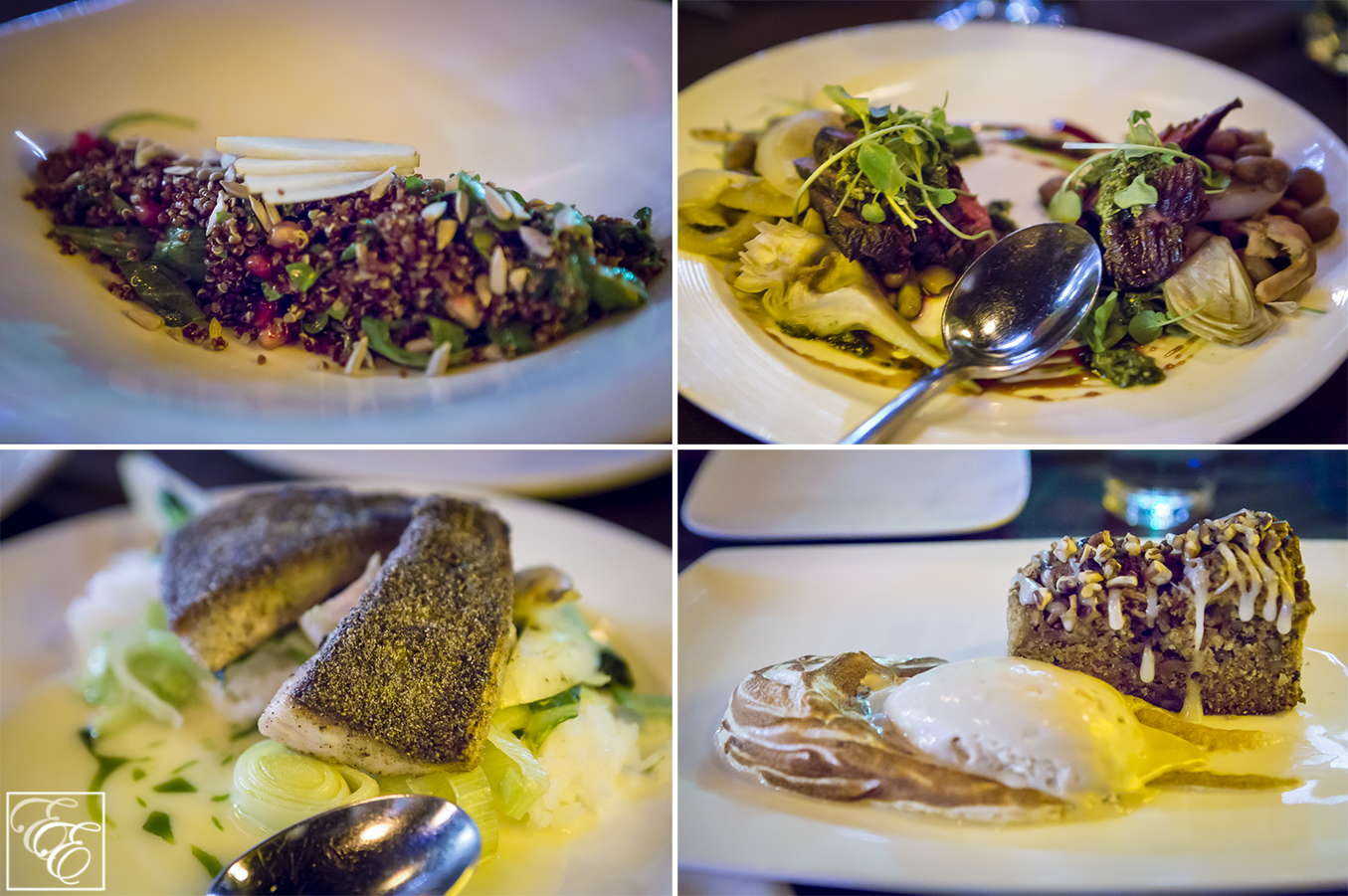 Mode Media Blogger Dinner - Chambers Eat and Drink: Fish, Quinoa, Steak, Coffeecake Dessert courses