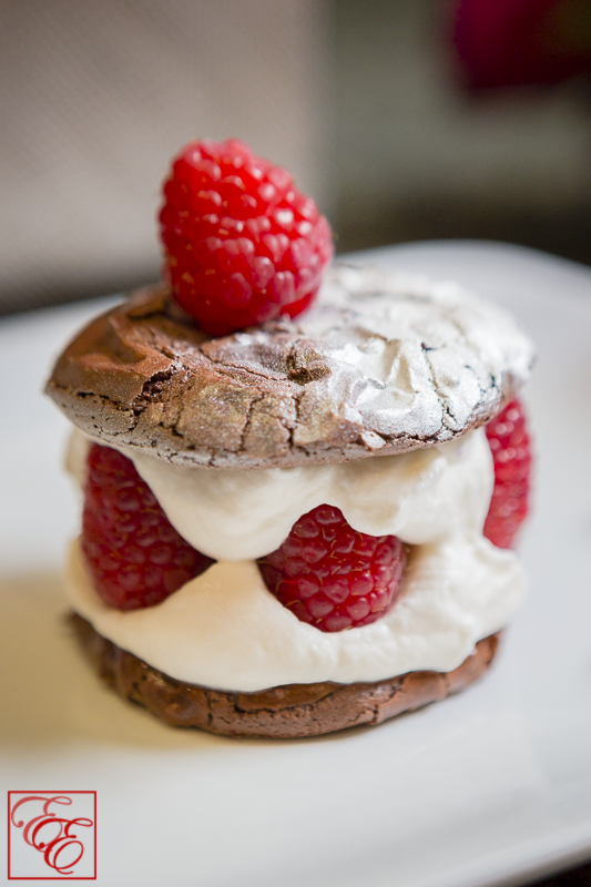 Rasberry and Whipped Cream Chocolate Fudge Cookie Dessert For Valentine's Day