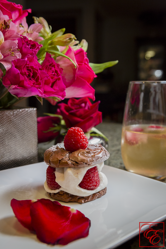 Rasberry and Whipped Cream Chocolate Fudge Cookie Dessert For Valentine's Day