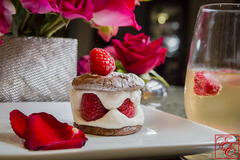 Rasberry and Whipped Cream Chocolate Fudge Cookie Dessert For Valentine's Day