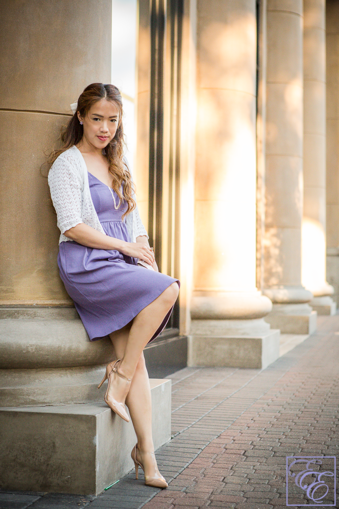 Atelier Prelude organic cotton dress in purple with lace detail