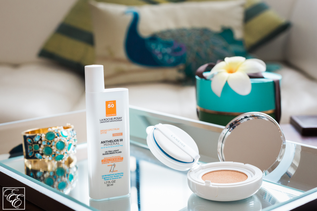 Target Laneige BB Cushion in "Light" and La Roche-Posay Anthelios tinted sunscreen